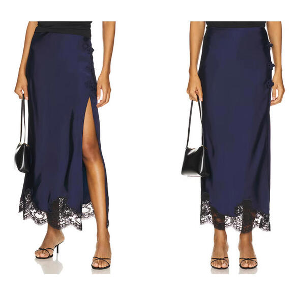Stone Cold Fox x REVOLVE Camila Midi Skirt navy & black size Xs New $218msrp